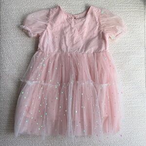 Popatu Pink Sequin Kids Casual Dress